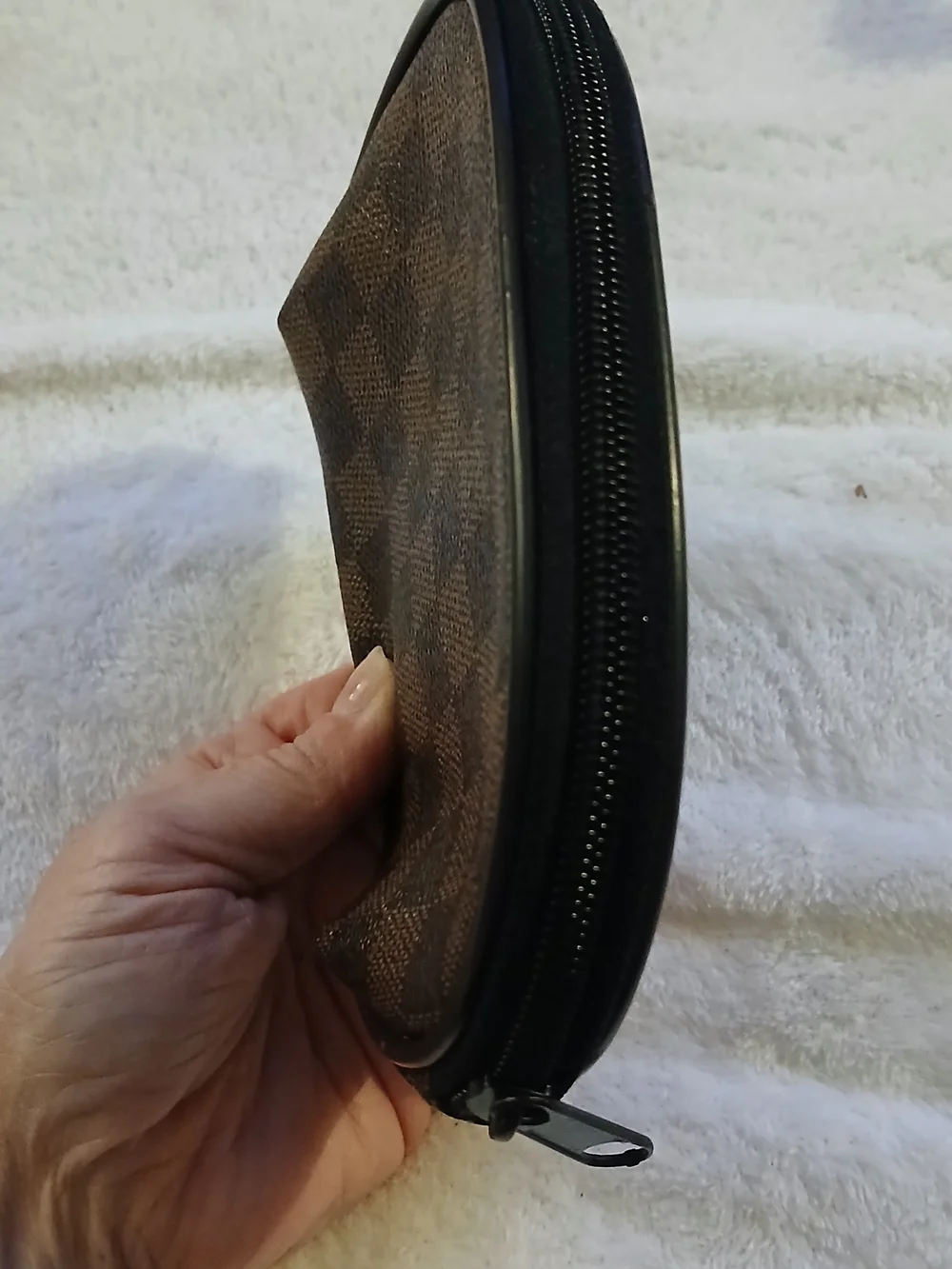 Designer Inspired Cosmetic Pouch or Coin Purse - BROWN & CAMEL CHECKERED